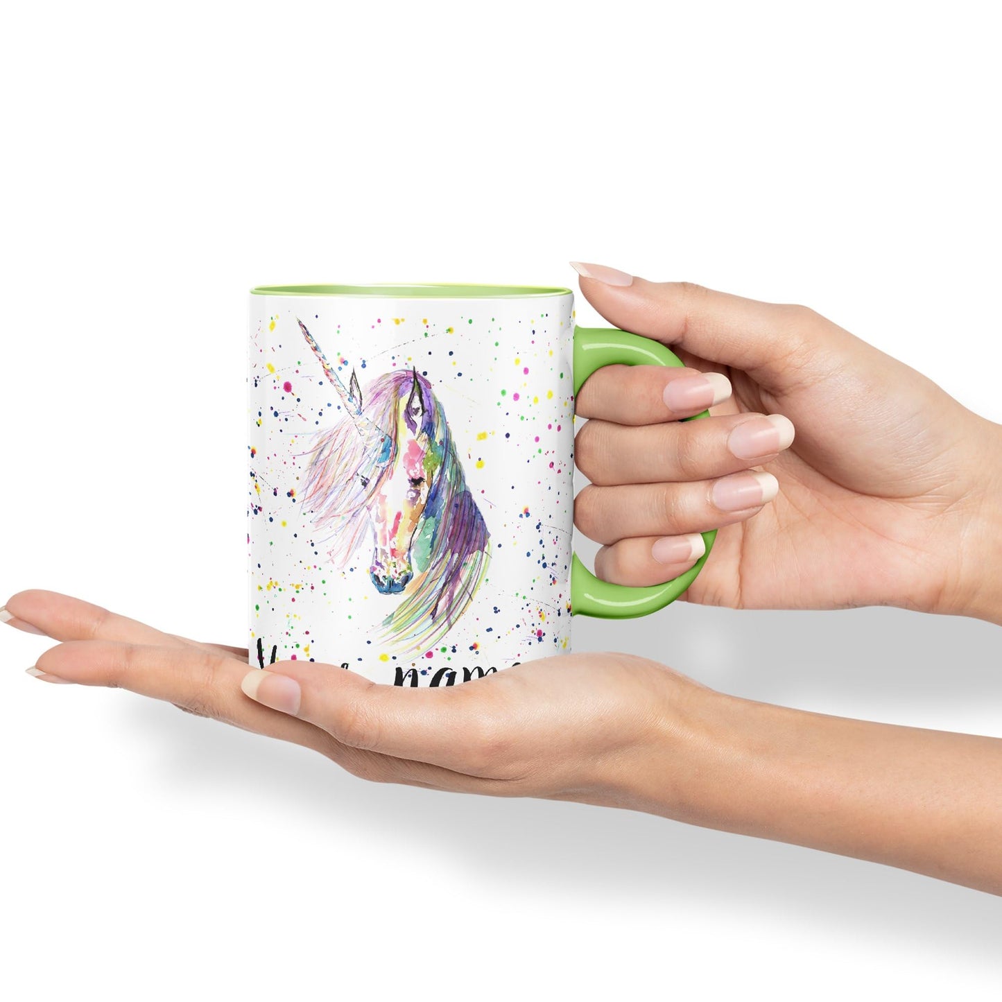 Vixar Personalised with Your Text Unicorn Watercolour Art Coloured Ceramic Mug Cup Gift 330ml 11oz Custom Work Office Tea Coffee (O2)