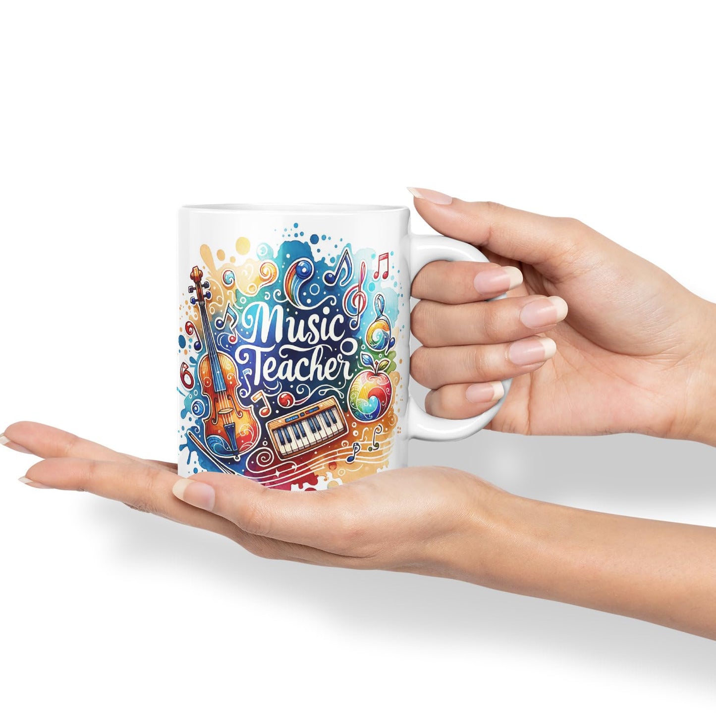 Vixar Music Teacher Mug Thank You, End of School Gift Ceramic Coloured Mug Cup for Tea Coffee Hot Brew 330ml 11Oz Gift