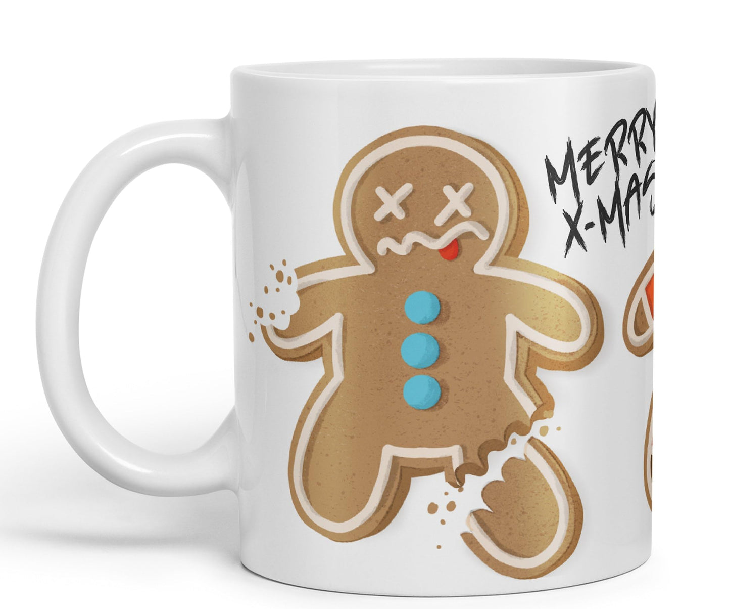 Vixar Gingerbread Man Cake Christmas, Xmas Designs Presents Coloured Ceramic Mug Cup Gift 330ml 11oz Work Office Tea Coffee Gift (CH1)