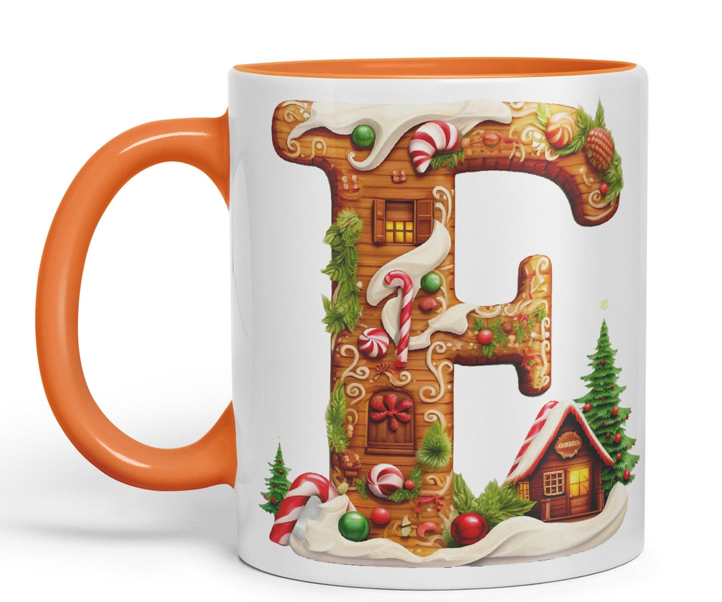 Ginger Alphabet Monogram Letters Letter Gingerbread Man Baked Joke sarkasm Sarcastic Orange Ceramic Coloured Mug Cup for Tea Coffee Hot Brew 330ml 11Oz Gift