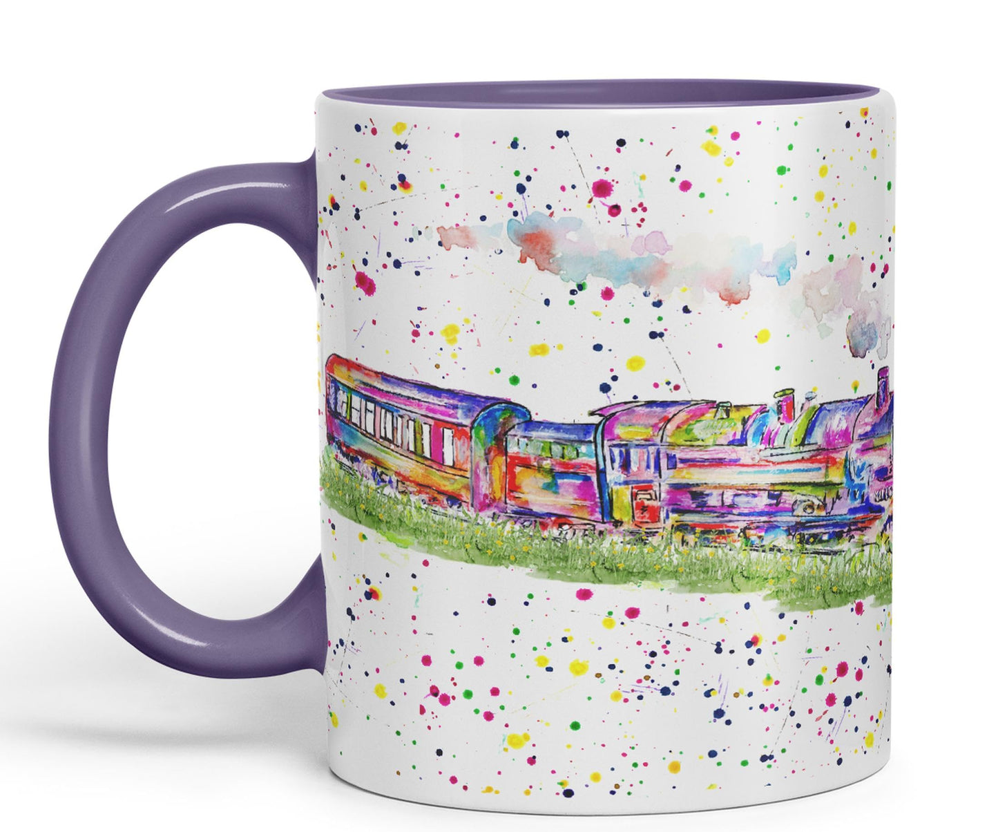 Vixar Steam Train Watercolour Art Coloured 330 ml Mug Cup Gift Birthday Work Office Tea Coffee