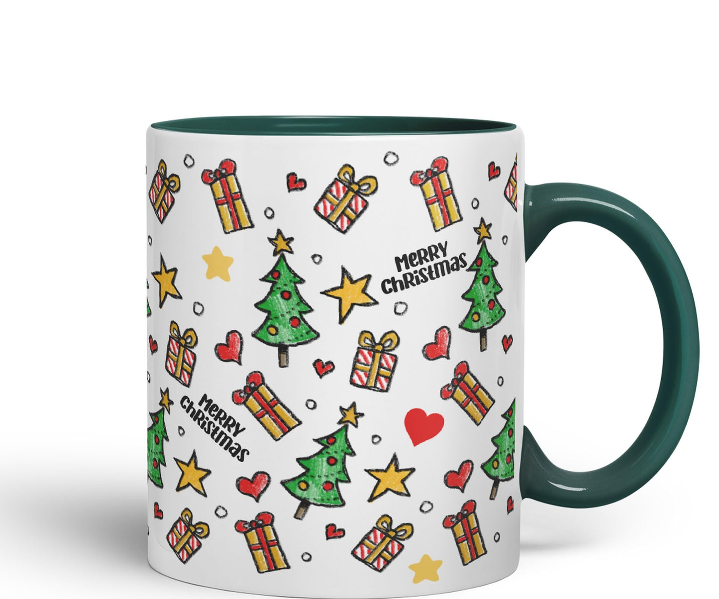 Vixar Christmas, Xmas Designs Tree Presents Coloured Ceramic Mug Cup Gift 330ml 11oz Work Office Tea Coffee Gift