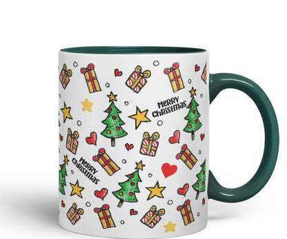 Vixar Christmas, Xmas Designs Tree Presents Coloured Ceramic Mug Cup Gift 330ml 11oz Work Office Tea Coffee Gift