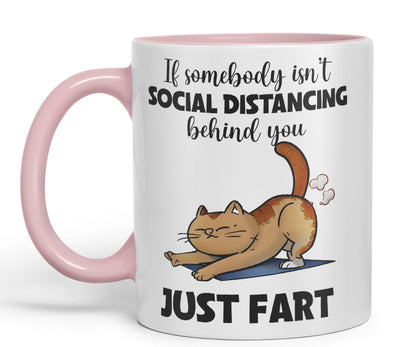 Vixar If Somebody Isn't Social Distancing Behind You Just Fart Cats Sarcastic Joke Ceramic Coloured Mug Cup for Tea Coffee Hot Brew 330ml 11oz