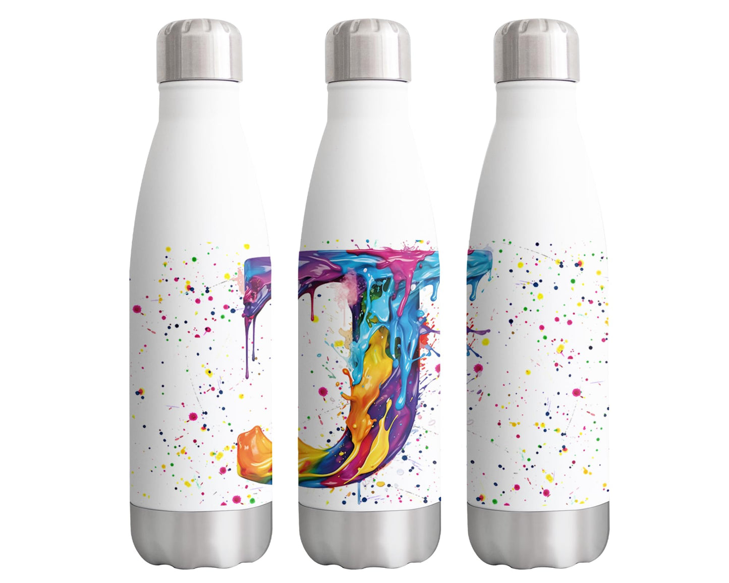 Letters Alphabet A-Z Monogram Watercolour Bottle double Wall insulated Stainless steel sport Drinks 500ml