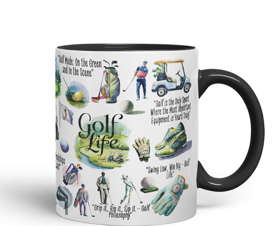 Golf Life Golfer Sport Joke sarkasm Sarcastic Ceramic Coloured Mug Cup for Tea Coffee Hot Brew 330ml 11Oz Gift