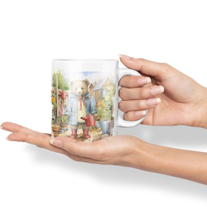 Vixar Teddy Bear Gardener Women Garden Ceramic Mug Coloured Mug Cup Gift Birthday Work Office Tea Coffee