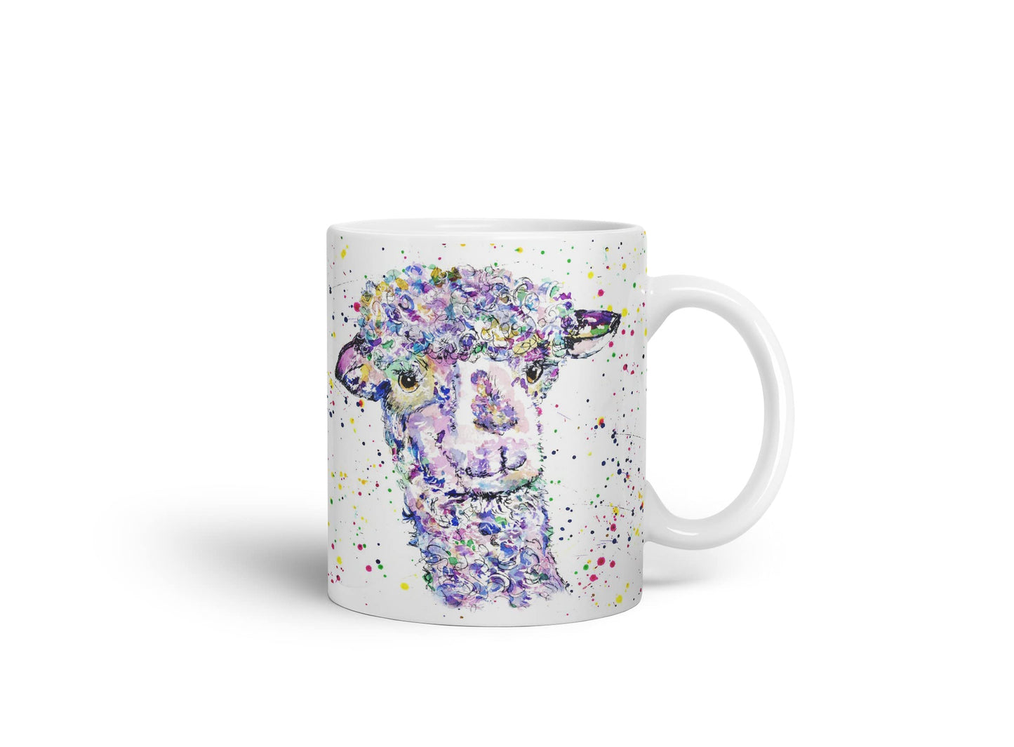 Vixar Llama lama Wildlife Farm Animals Watercolour Art Coloured Mug Cup Gift Birthday Work Office Tea Coffee