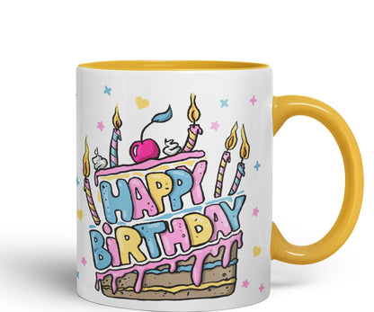 Vixar Happy Birthday Mug Cake Ceramic Coloured Mug Cup Gift Tea Coffee Christmas Office Home