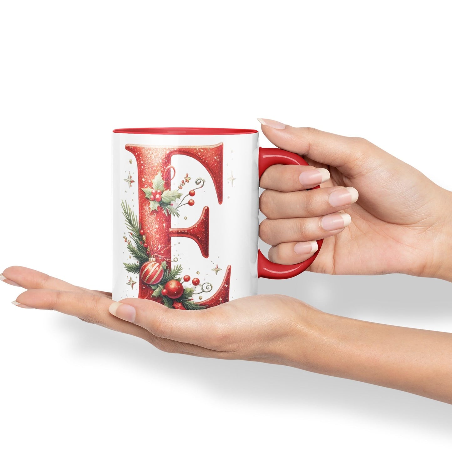 Red Letter ChristmasDesigns Alphabet Monogram Lettersjoke sarkasm Sarcastic Ceramic Coloured Mug Cup for Tea Coffee Hot Brew 330ml 11Oz Gift