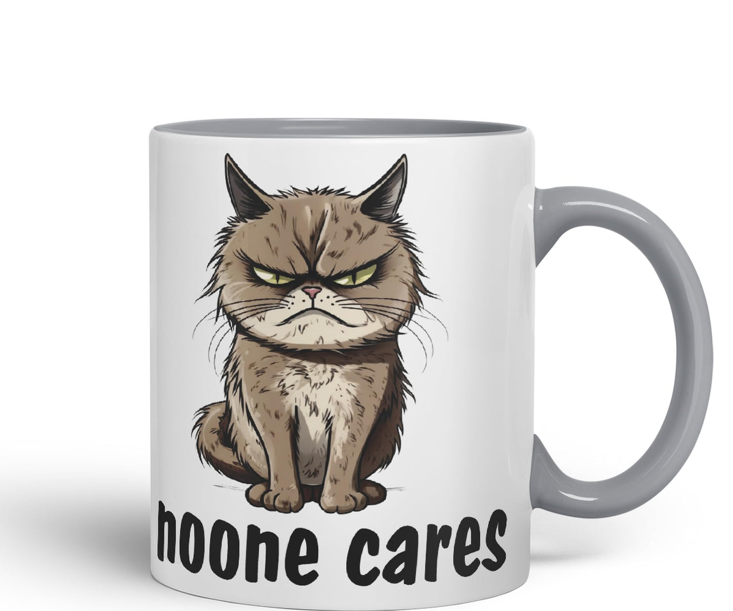 Nooone Cares Cat Kitten Joke sarkasm Sarcastic Ceramic Coloured Mug Cup for Tea Coffee Hot Brew 330ml 11Oz Gift