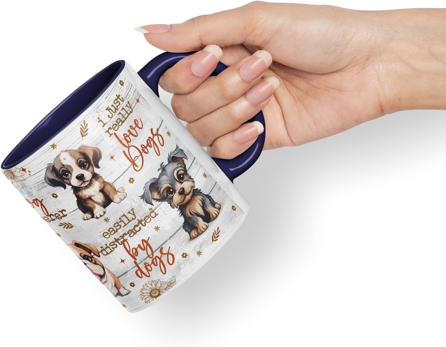 Vixar Dog Whisperer Mug – Easily Distracted by Dogs Coloured Ceramic Mug Cup Gift, 11oz (Black)
