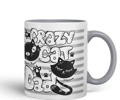 Vixar Crazy Cat Dad Ceramic Mug Coloured Mug Cup Gift Tea Coffee Father's Day Christmas