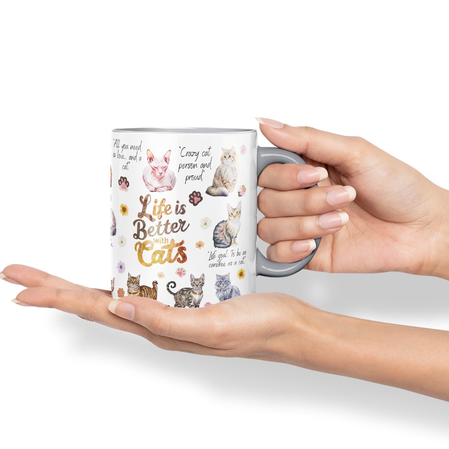 Life is better with Cats joke pets kittten Ceramic Coloured Mug Cup for Tea Coffee Hot brew 330ml 11Oz Gift