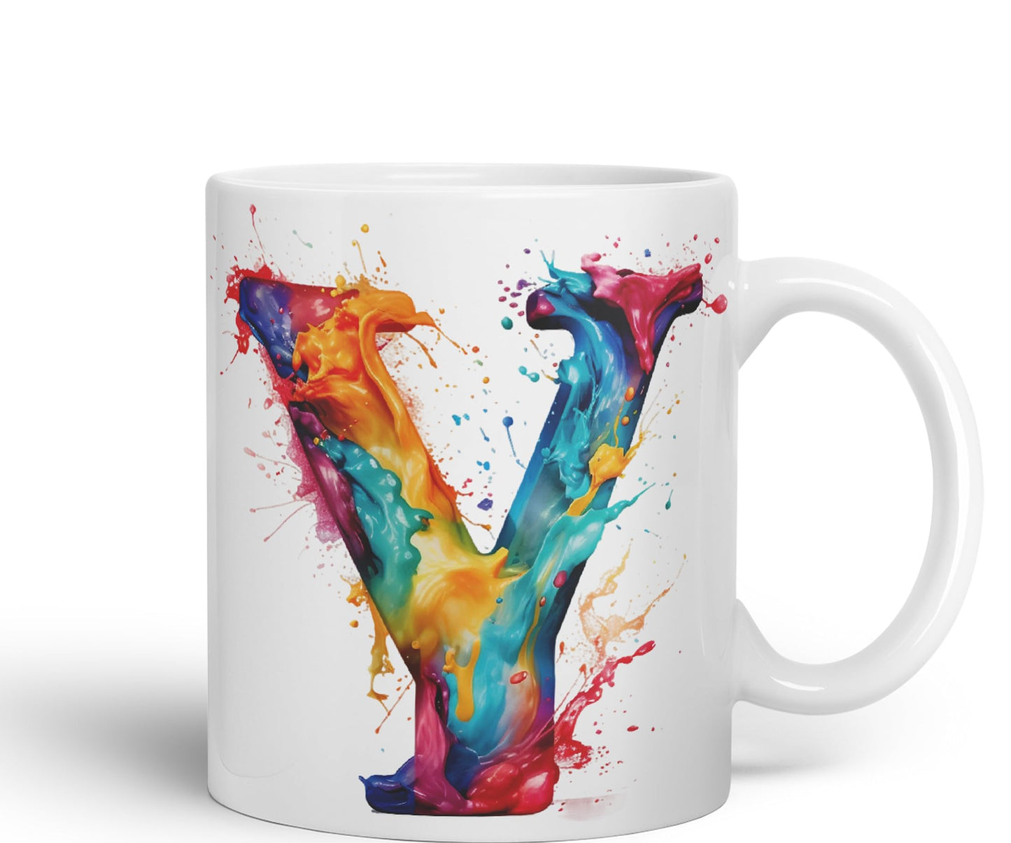 Letter Y mug, Alphabet Letter R Monogram watercolour Ceramic Coloured Mug Cup for Tea Coffee Hot brew 330ml 11Oz Gift