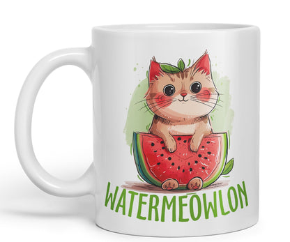Watermeowlon Watermelon Kitty Cat Joke sarkasm Sarcastic Ceramic Coloured Mug Cup for Tea Coffee Hot Brew 330ml 11Oz Gift