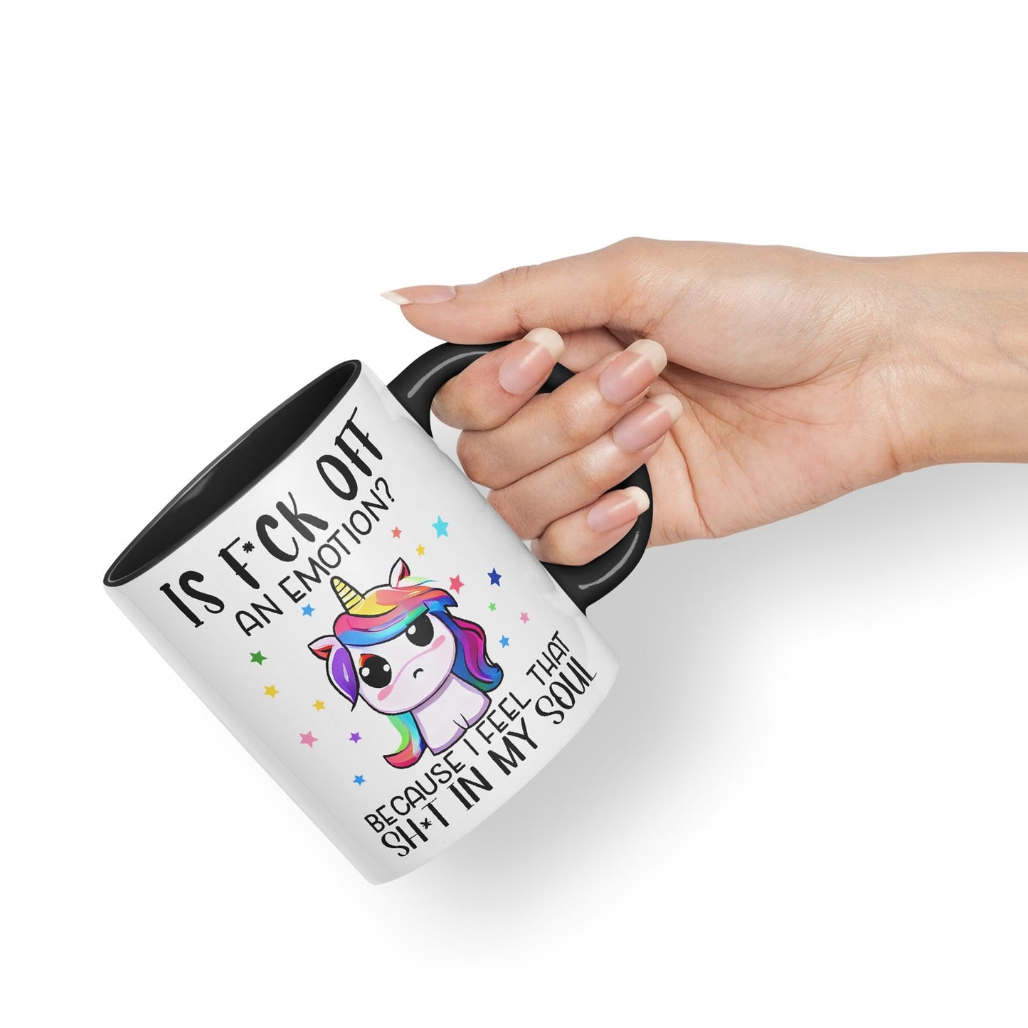 is f*ck Off, Bucause I Feel That shi*t in My Soul Unicorn Joke sarkasm Sarcastic Ceramic Coloured Mug Cup for Tea Coffee Hot Brew 330ml 11Oz Gift