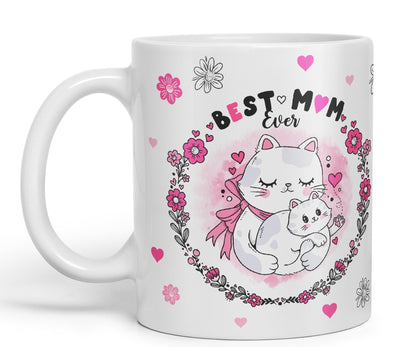Vixar Best Mum Ever Cat with Kitten Ceramic Coloured Mug Cup Gift Tea Coffee Christmas Office Home