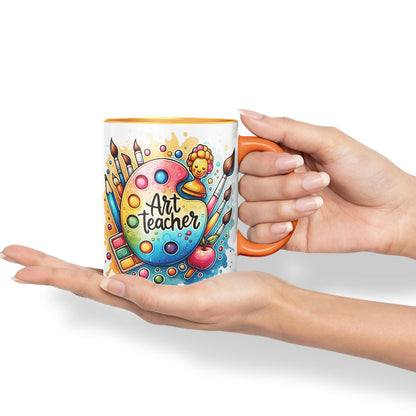 Vixar Art Teacher Mug Thank You, End of School Gift Ceramic Coloured Mug Cup for Tea Coffee Hot Brew 330ml 11Oz Gift