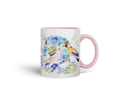 Vixar Bunny Rabbit Hare Animals Watercolour Art Coloured Mug Cup Gift Birthday Work Office Tea Coffee