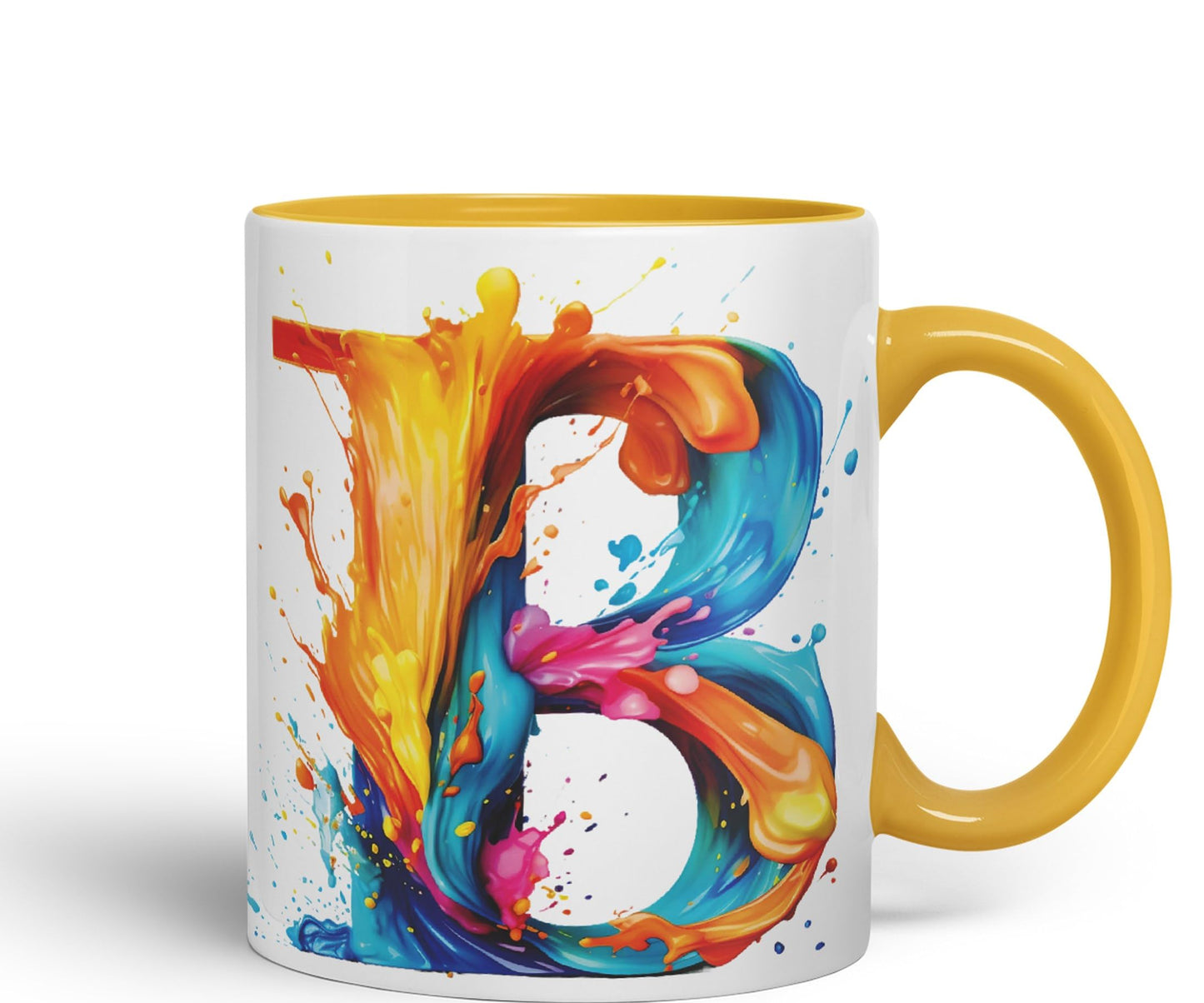 Letter B mug, Alphabet Letter B Monogram watercolour Ceramic Coloured Mug Cup for Tea Coffee Hot brew 330ml 11Oz Gift