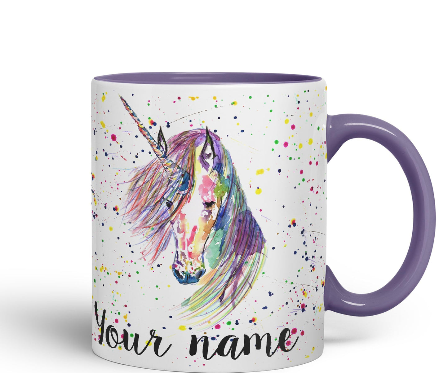 Vixar Personalised with Your Text Unicorn Watercolour Art Coloured Ceramic Mug Cup Gift 330ml 11oz Custom Work Office Tea Coffee (O2)