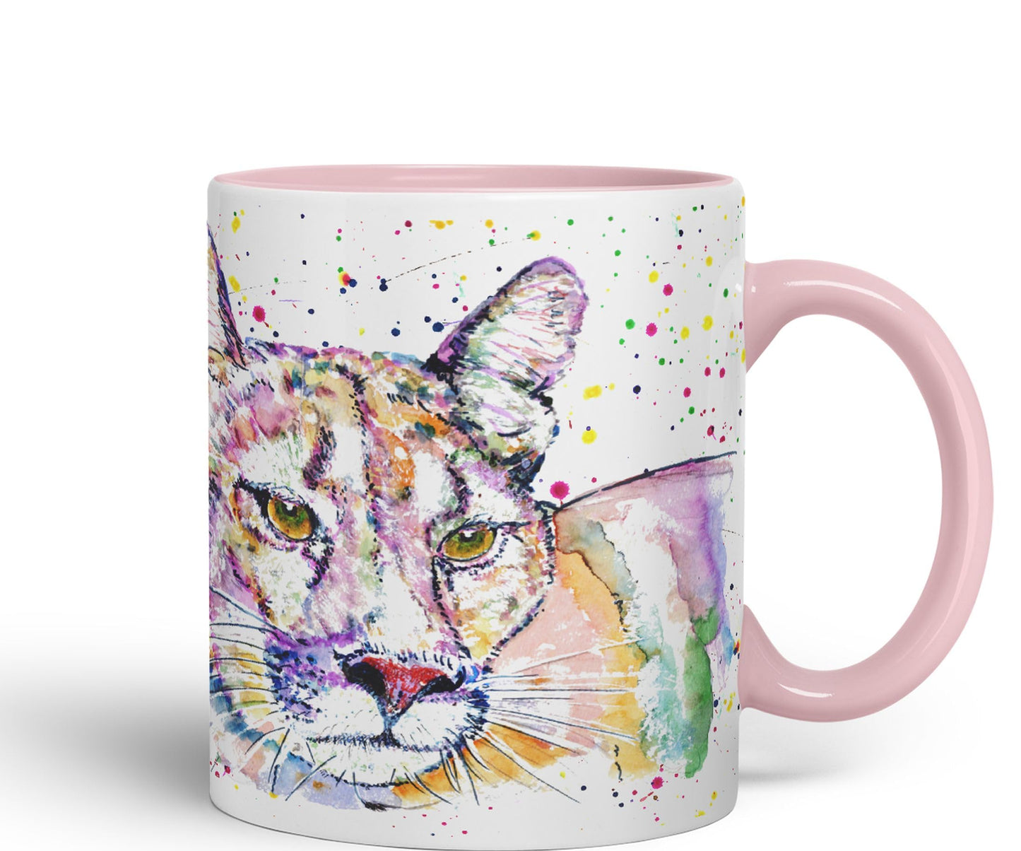 Vixar Cougar Big Cat Animals Watercolour Art Coloured 330 ml Mug Cup Gift Birthday Work Office Tea Coffee