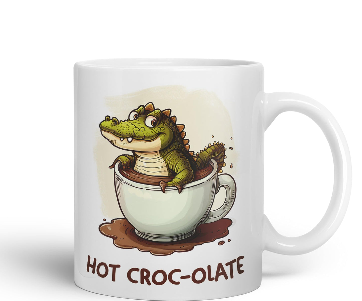 Hot Croc-olate, hot Chocolate Crocodile Joke sarkasm Sarcastic Ceramic Coloured Mug Cup for Tea Coffee Hot Brew 330ml 11Oz Gift