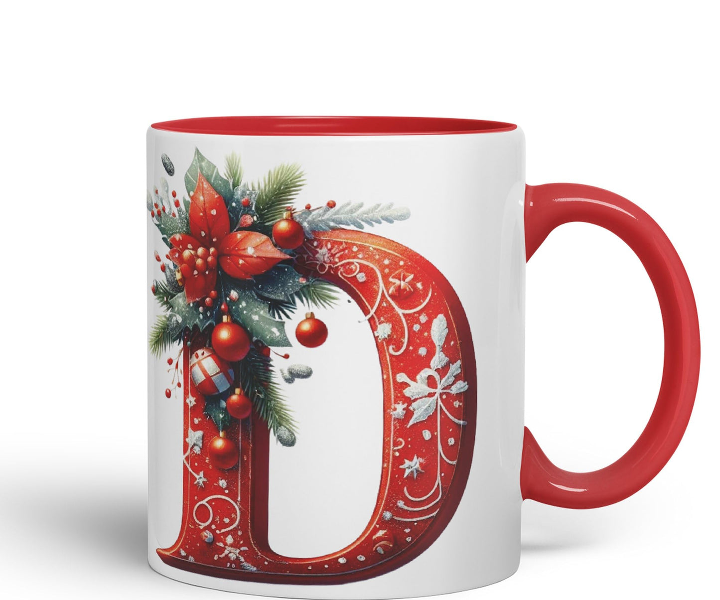 Red Letter ChristmasDesigns Alphabet Monogram Lettersjoke sarkasm Sarcastic Ceramic Coloured Mug Cup for Tea Coffee Hot Brew 330ml 11Oz Gift