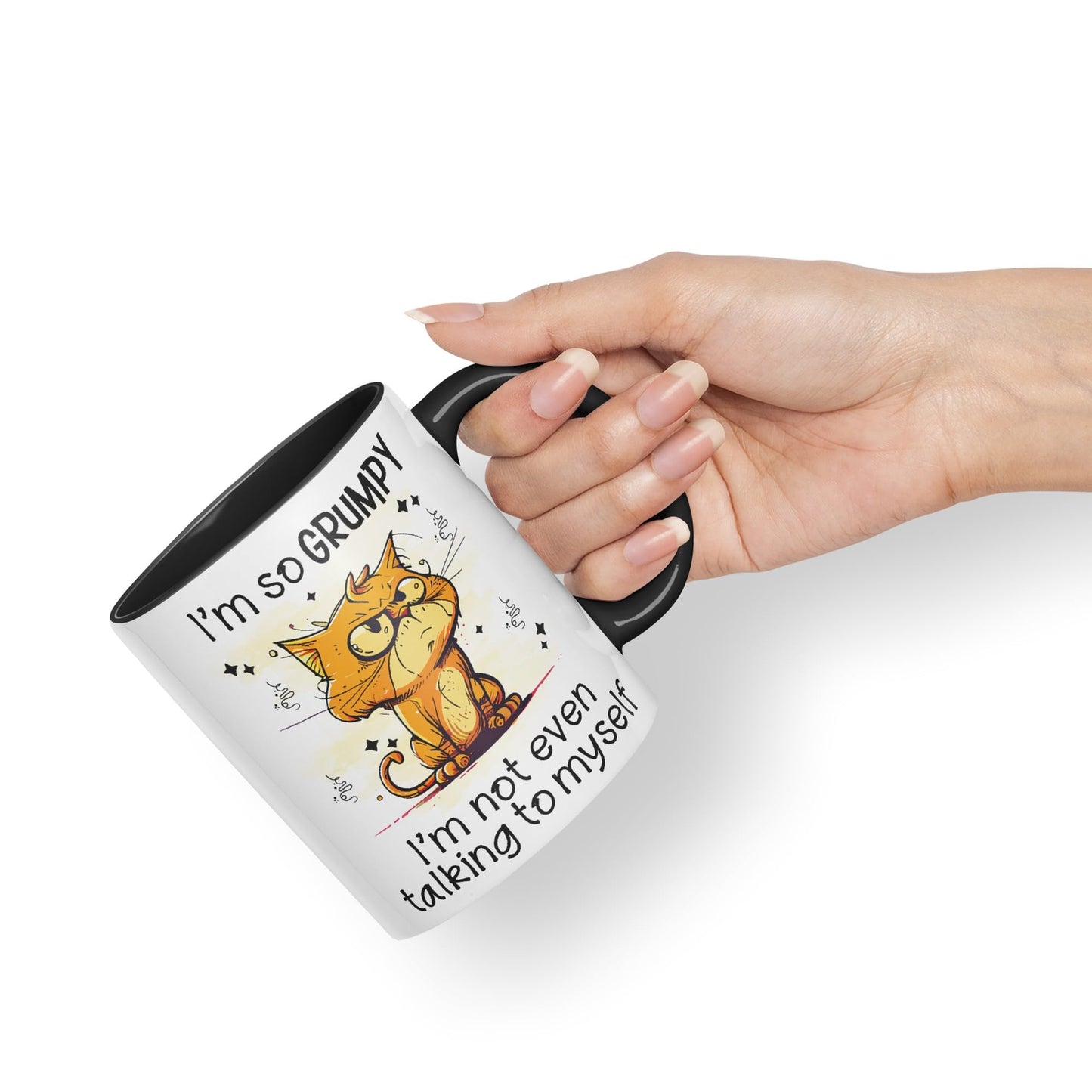 I'm so Grumpy, I'm not Even Talking to Myself cat Joke sarkasm Ceramic Coloured Mug Cup for Tea Coffee Hot Brew 330ml 11Oz Gift