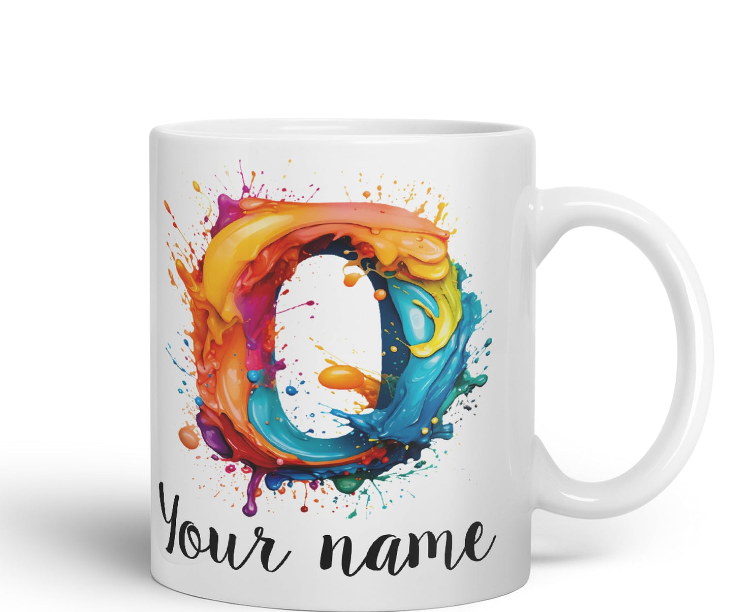 Personalised Letter O mug, Alphabet cusomized custom Letter O Monogram watercolour Ceramic Coloured Mug Cup for Tea Coffee Hot brew 330ml 11Oz Gift