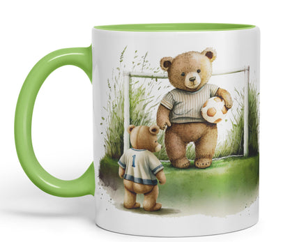 Vixar Teddy Bear Football Father and Son Ceramic Mug Coloured Mug Cup Gift Birthday Work Office Tea Coffee