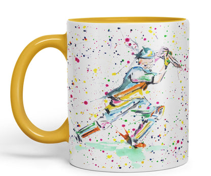 Cricket Sport Sportsmen Watercolour Ceramic Coloured Mug Cup for Tea Coffee Hot brew 330ml 11Oz Gift