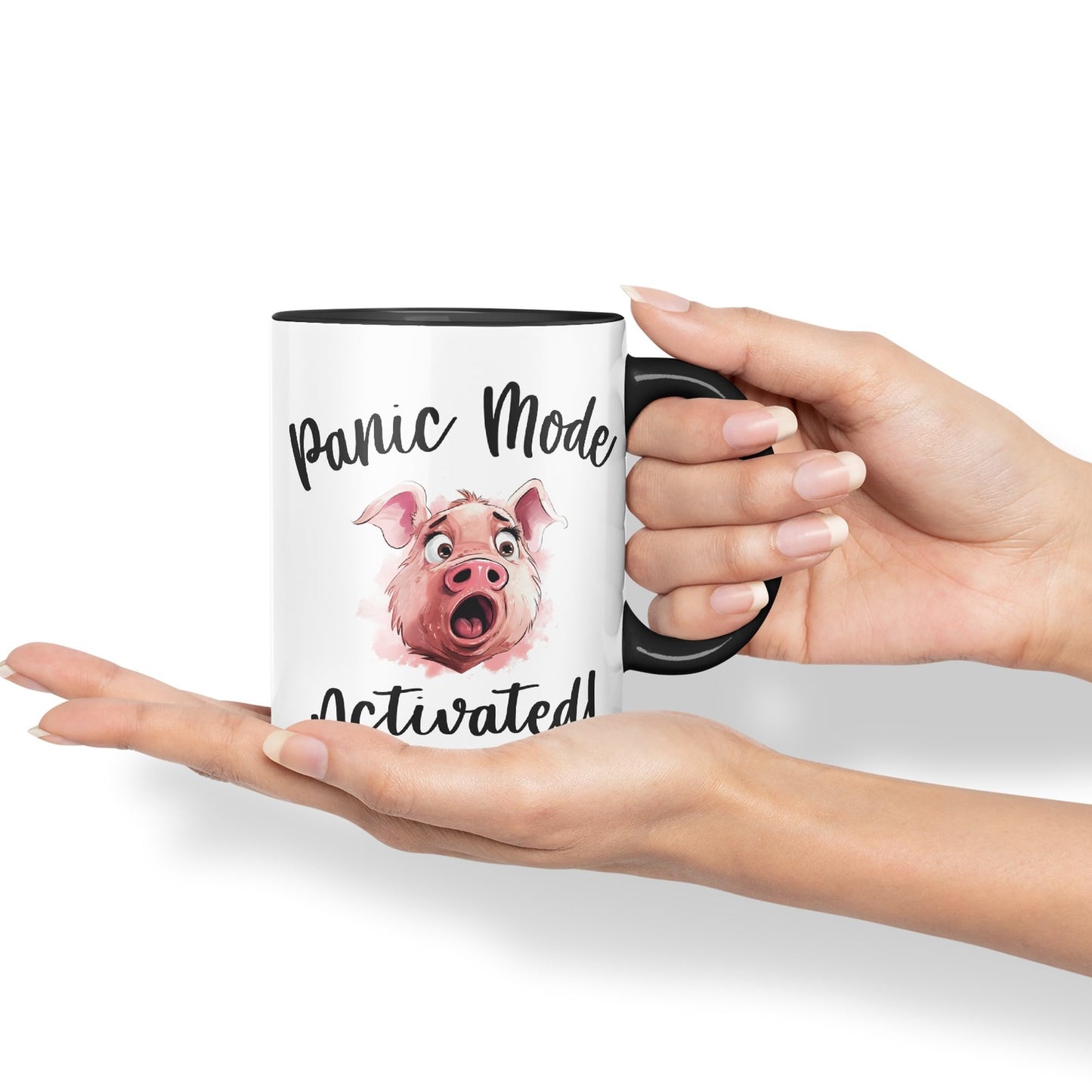 Panic Mode Activated! Pig Joke sarkasm Sarcastic Ceramic Coloured Mug Cup for Tea Coffee Hot Brew 330ml 11Oz Gift