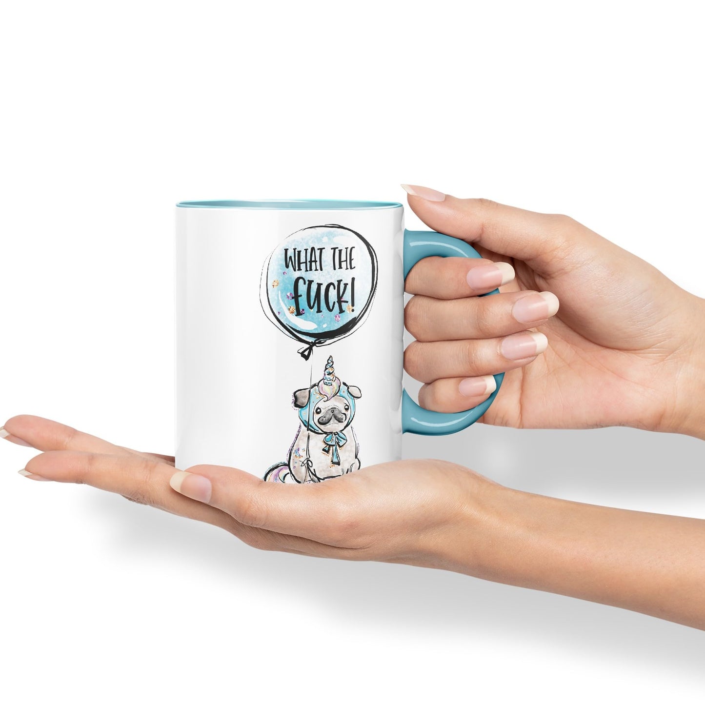 What The f…. Dog Unicorn Sarcastic Joke Gift Ceramic Coloured Mug Cup for Tea Coffee Hot Brew 330ml 11Oz