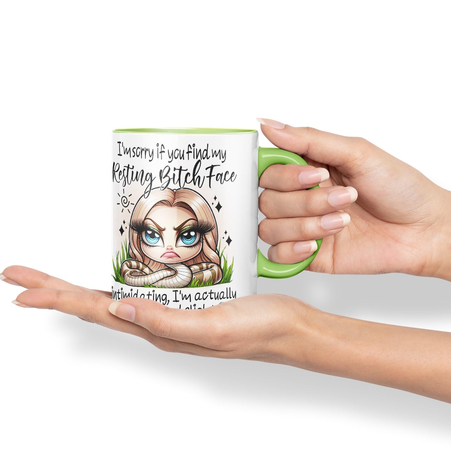 Im Sorry if You find My Resting Bitch face...,Snake Joke sarkasm Sarcastic Ceramic Coloured Mug Cup for Tea Coffee Hot Brew 330ml 11Oz Gift