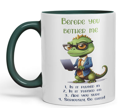 Before You Bother me Crocodile Joke sarkasm Sarcastic Ceramic Coloured Mug Cup for Tea Coffee Hot Brew 330ml 11Oz Gift
