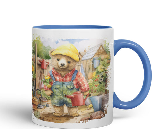 Vixar Teddy Bear Gardener Men Garden Ceramic Mug Coloured Mug Cup Gift Birthday Work Office Tea Coffee