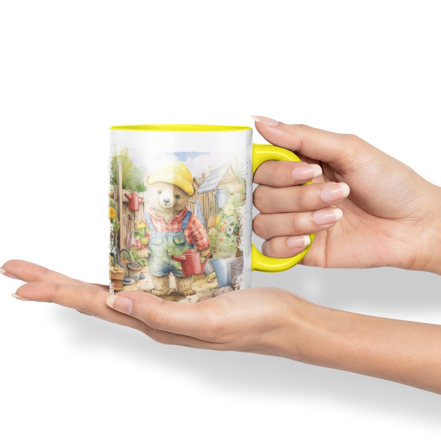 Vixar Teddy Bear Gardener Men Garden Ceramic Mug Coloured Mug Cup Gift Birthday Work Office Tea Coffee