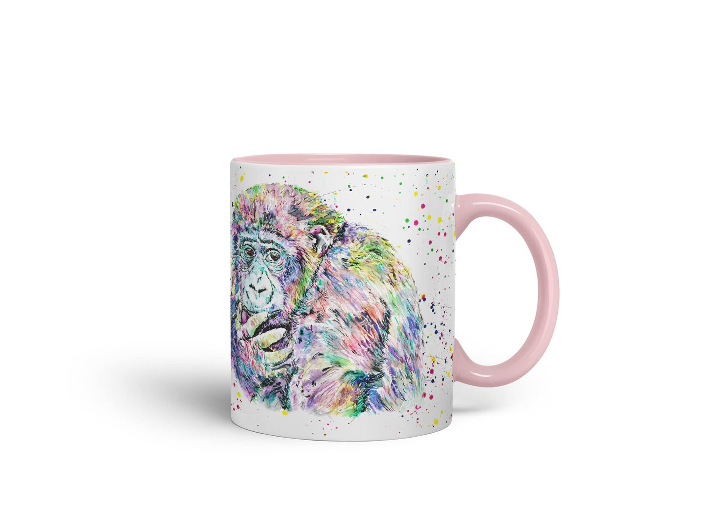 Vixar Gorilla Ape Monkey Animals Watercolour Art Coloured Mug Cup Gift Birthday Work Office Tea Coffee