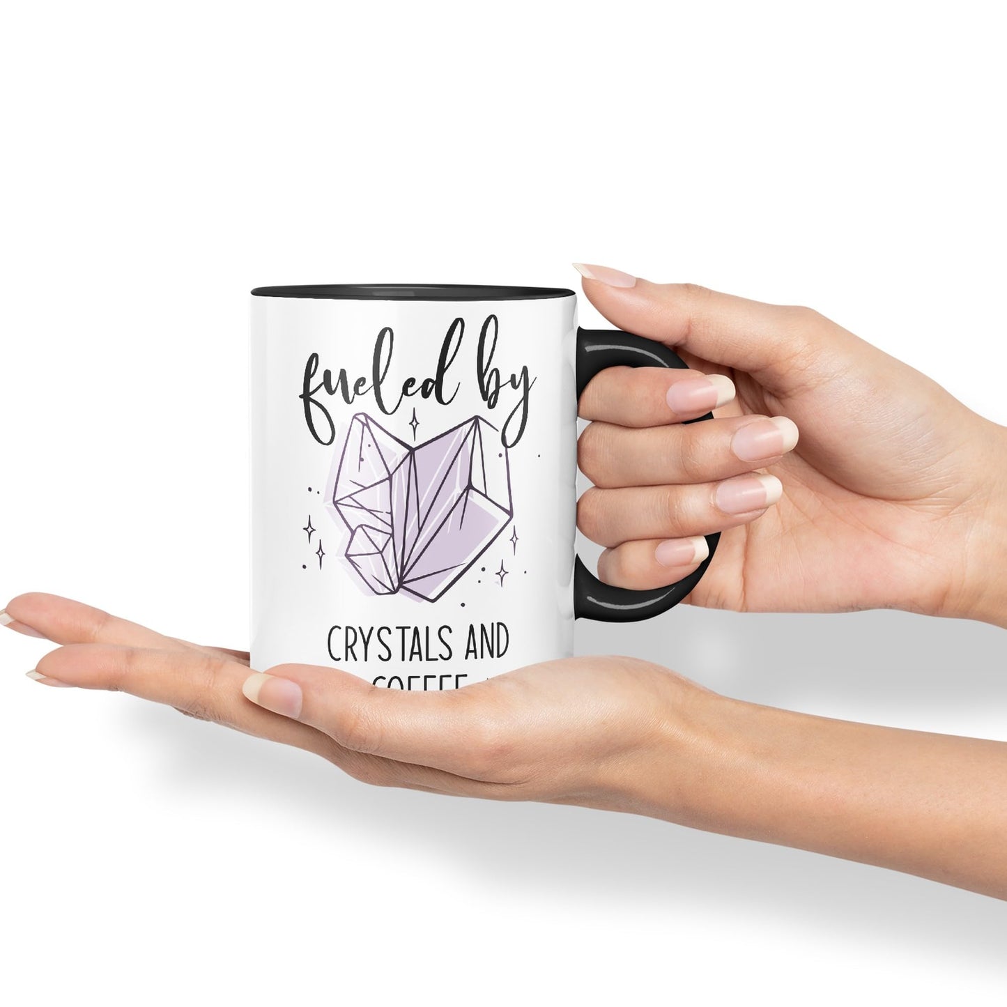 Fueled by Crystals Sugar and Coffee Sarcastic Joke Ceramic Coloured Mug Cup for Tea Coffee Hot Brew 330ml 11Oz