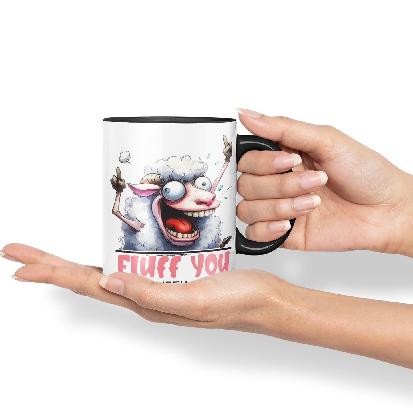 Fluff You, You Fluffin' Fluff Sheep Joke sarkasm Sarcastic Ceramic Coloured Mug Cup for Tea Coffee Hot Brew 330ml 11Oz Gift