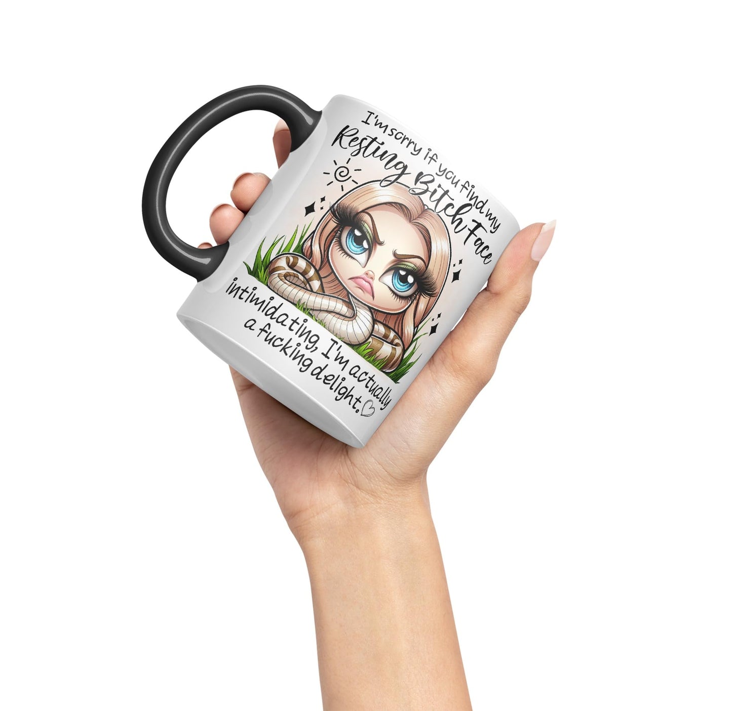 Im Sorry if You find My Resting Bitch face...,Snake Joke sarkasm Sarcastic Ceramic Coloured Mug Cup for Tea Coffee Hot Brew 330ml 11Oz Gift