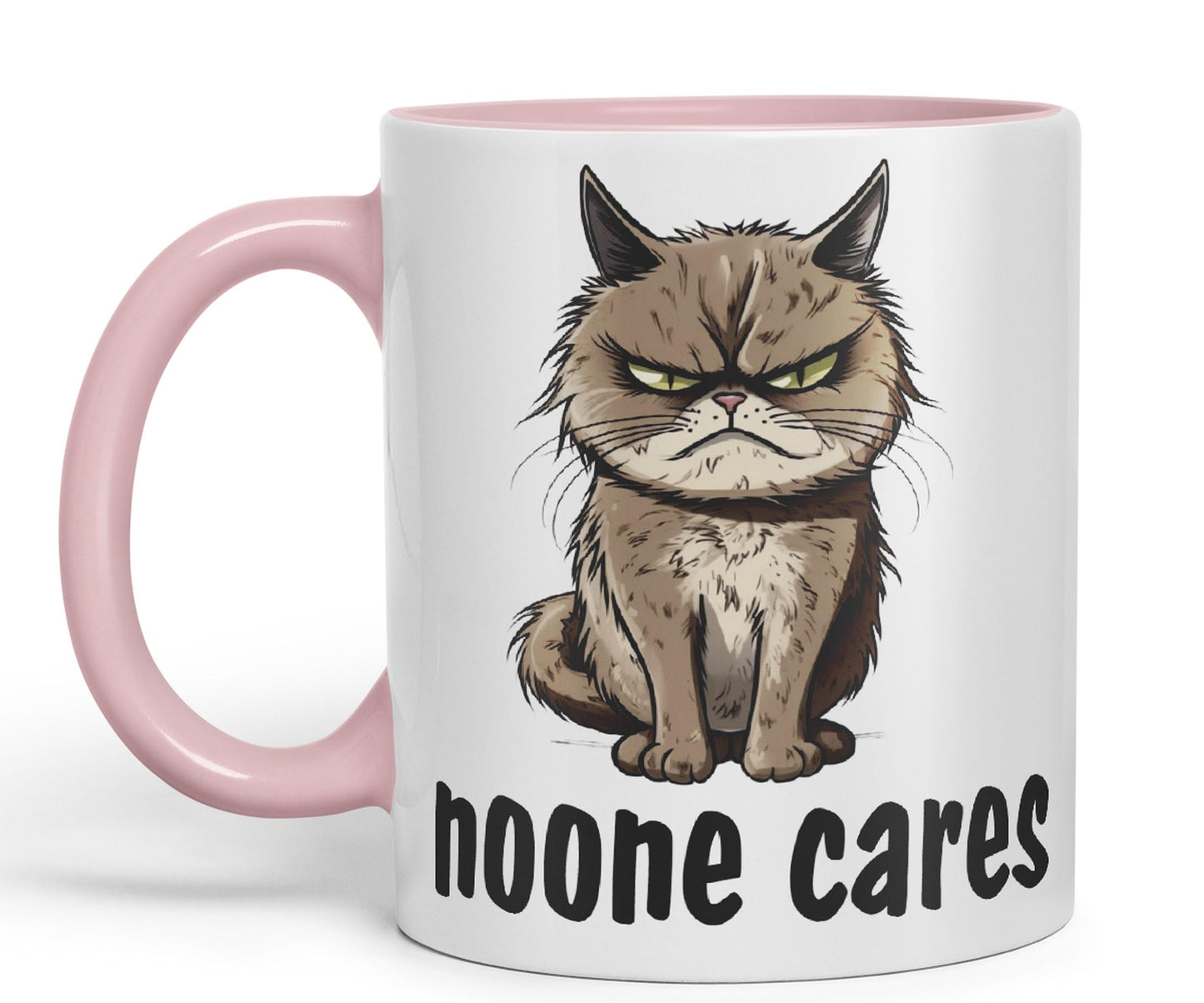 Nooone Cares Cat Kitten Joke sarkasm Sarcastic Ceramic Coloured Mug Cup for Tea Coffee Hot Brew 330ml 11Oz Gift