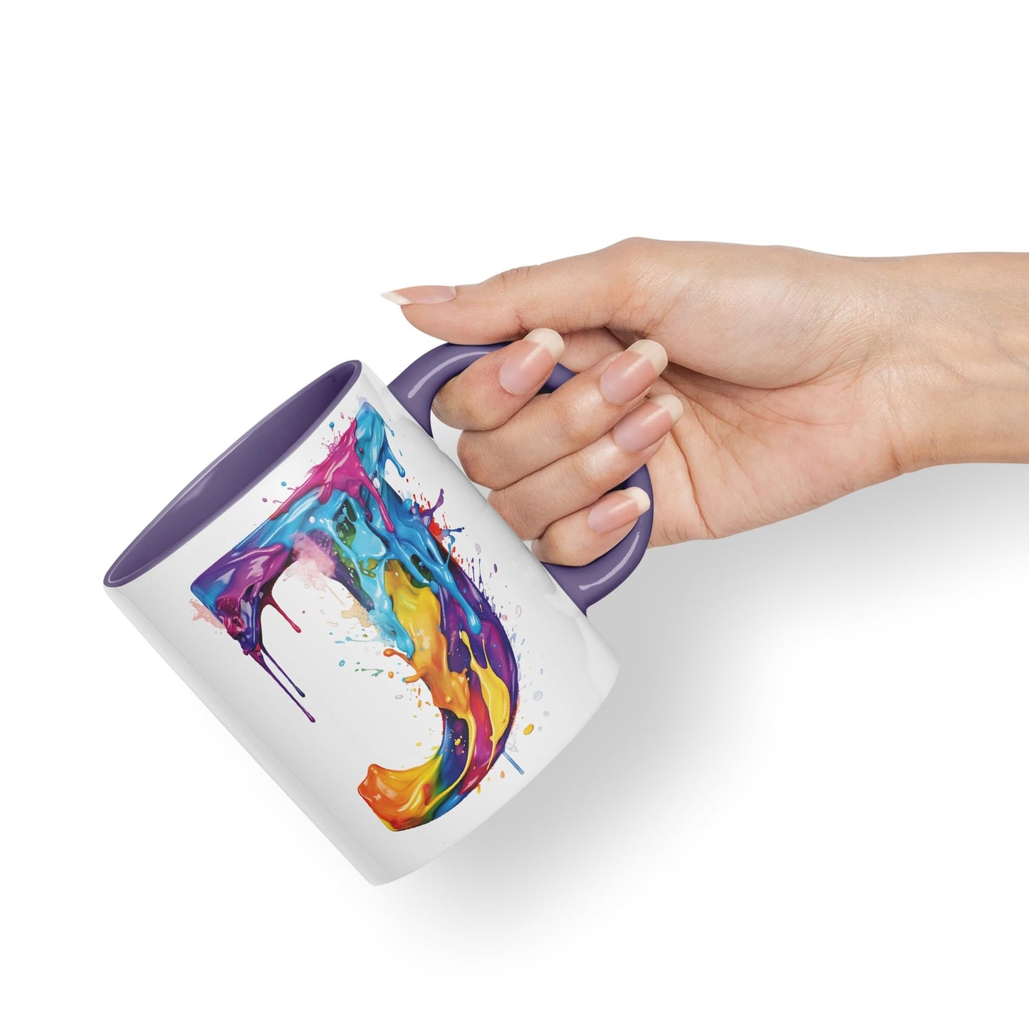 Letter J mug, Alphabet Letter J Monogram watercolour Ceramic Coloured Mug Cup for Tea Coffee Hot brew 330ml 11Oz Gift