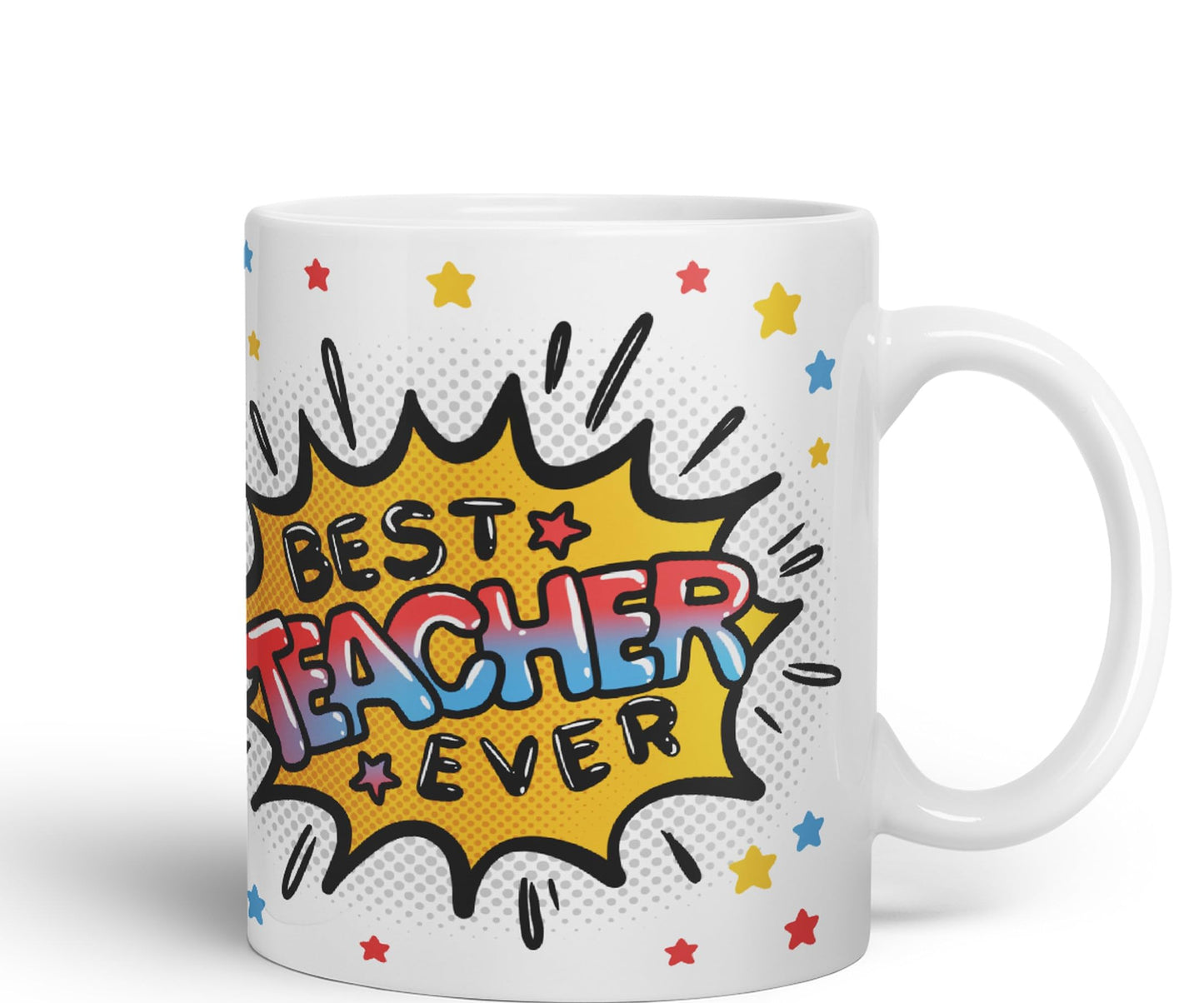 Vixar Best Teacher Ever, Ceramic 330 ml 11oz Coloured Mug Cup, Teacher Gift from Kids, School Gift, end of Year for Coffee Tea (T3)