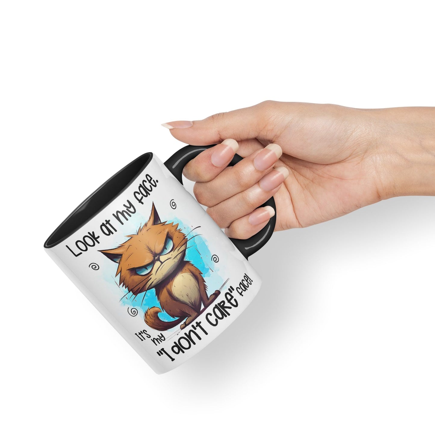 Look at My face, It's My ''I Don't Care'' face, cat Joke sarkasm Sarcastic Ceramic Coloured Mug Cup for Tea Coffee Hot Brew 330ml 11Oz Gift