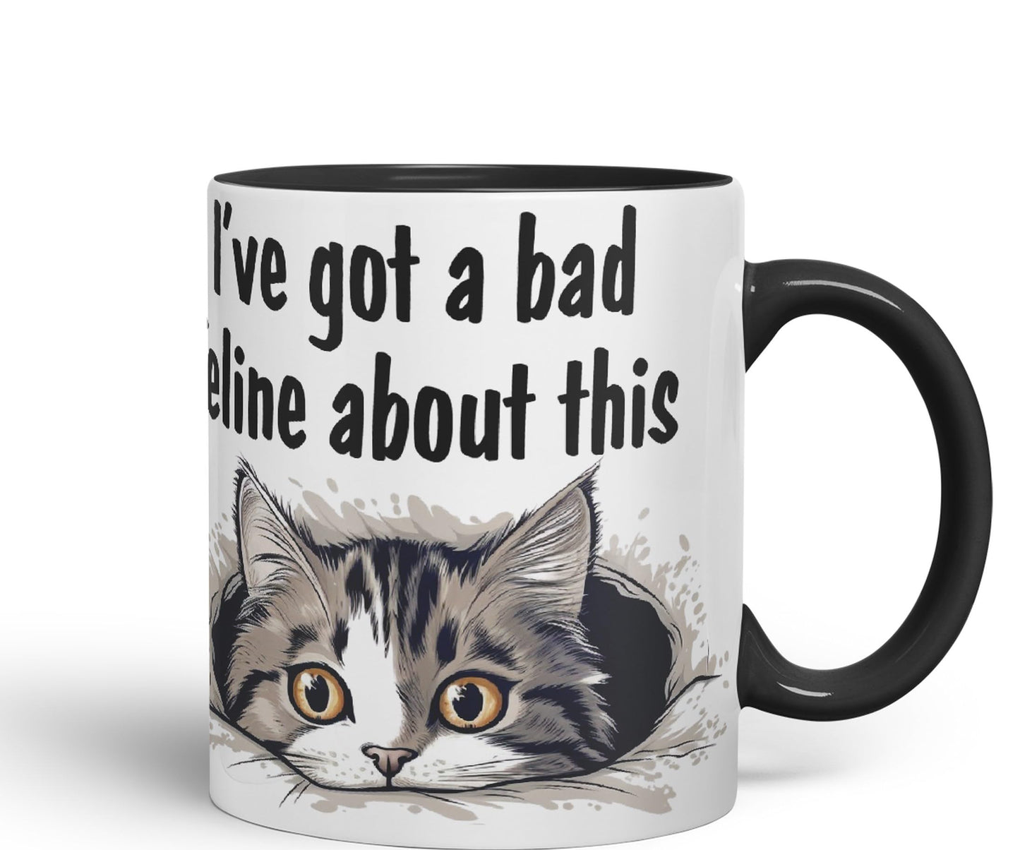 I've got a Bad Feline obout This cat Kitten Joke sarkasm Sarcastic Ceramic Coloured Mug Cup for Tea Coffee Hot Brew 330ml 11Oz Gift