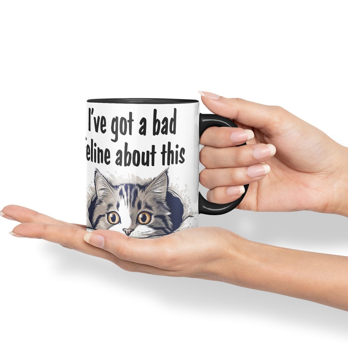 I've got a Bad Feline obout This cat Kitten Joke sarkasm Sarcastic Ceramic Coloured Mug Cup for Tea Coffee Hot Brew 330ml 11Oz Gift