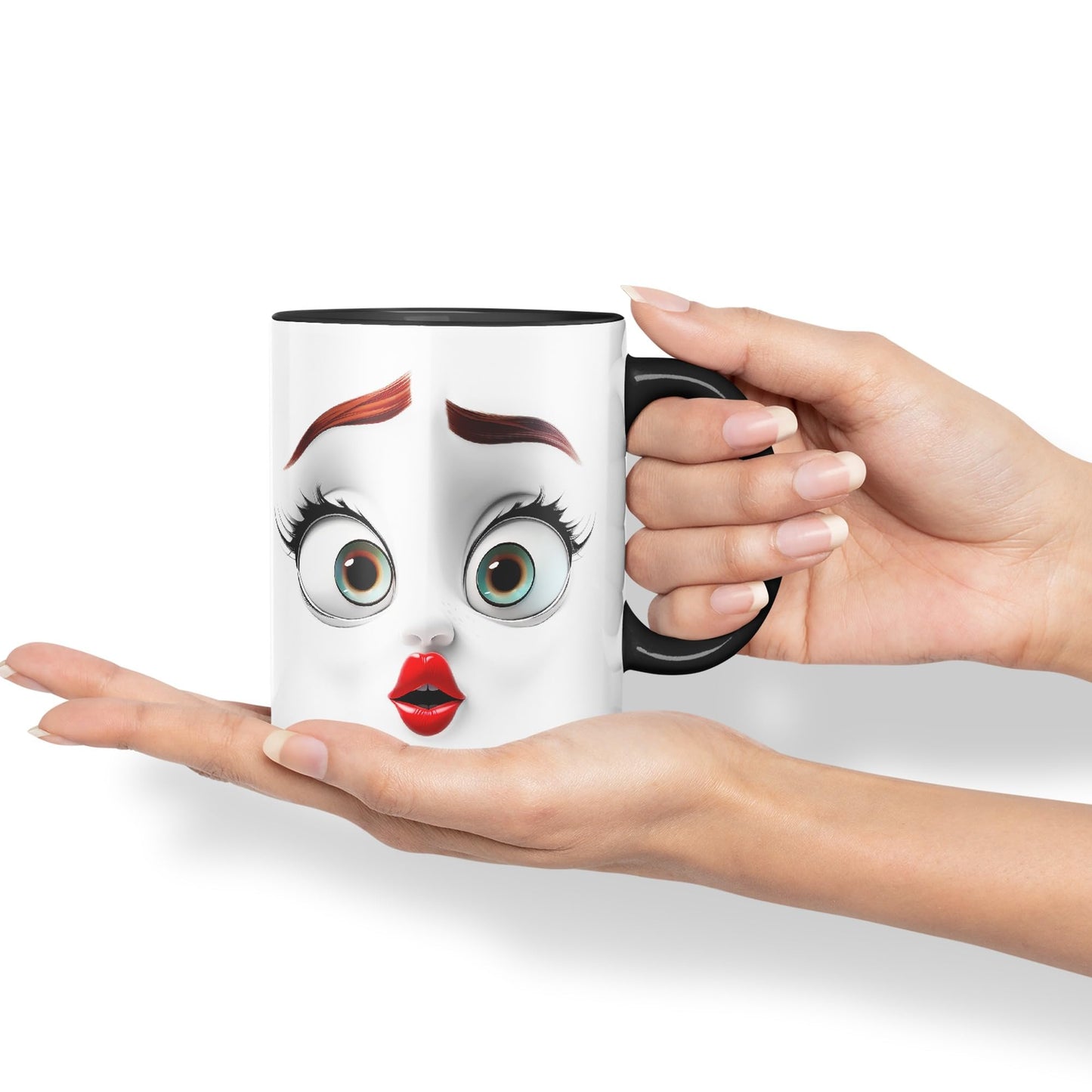 Face Eyes Nose mounts Eyebrows Joke sarkasm Ceramic Coloured Mug Cup for Tea Coffee Hot Brew 330ml 11Oz Gift